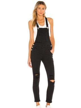 Superdown Gia Black Distressed Overalls